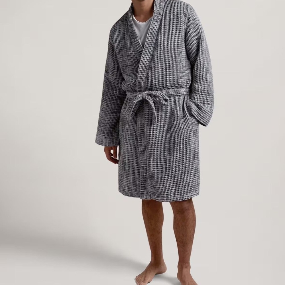 New Waffle Robe, Gray Waffle Robe, Parachute Robe, Bathrobe - Picture 6 of 6